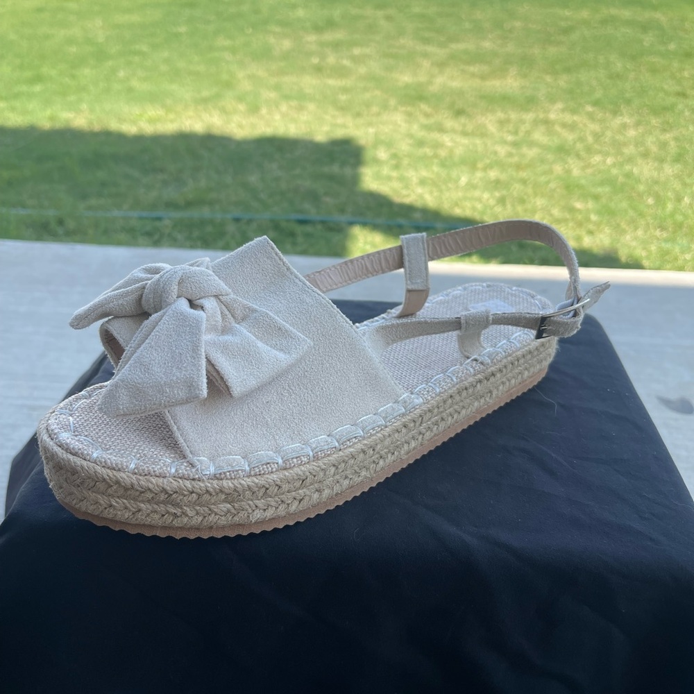 SHEIN Cream Espadrille Bow Sandals